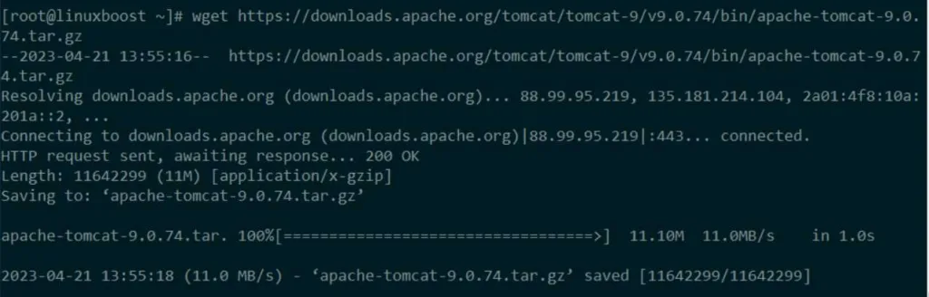Download Apache Tomcat on Rocky Linux