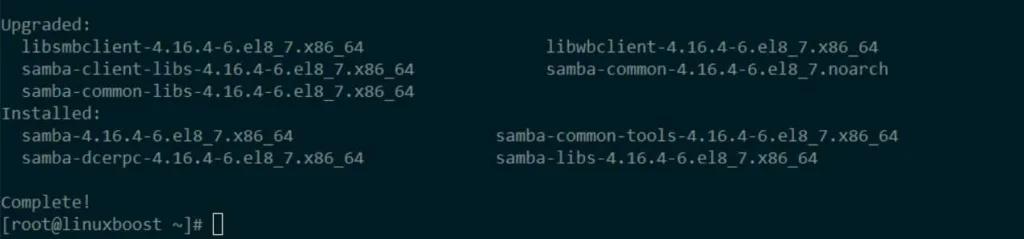 sudo dnf install samba -y